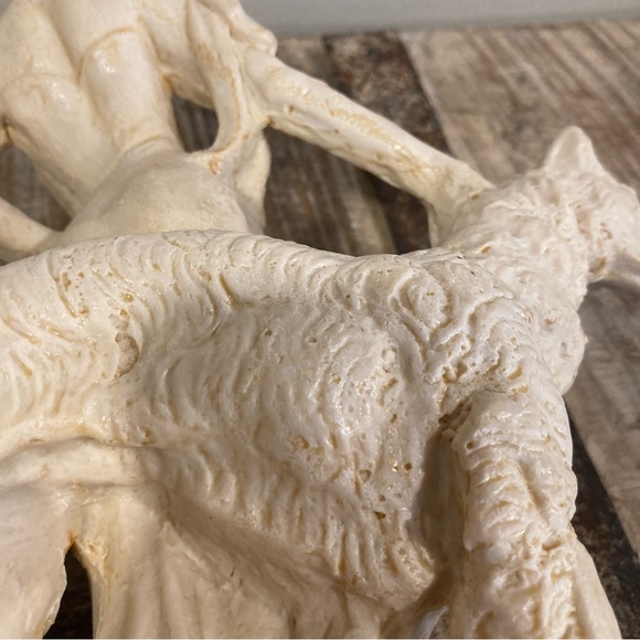 Cast Resin Statue Woman with Dogs Cream Colored Sculpture - Picture 10 of 16